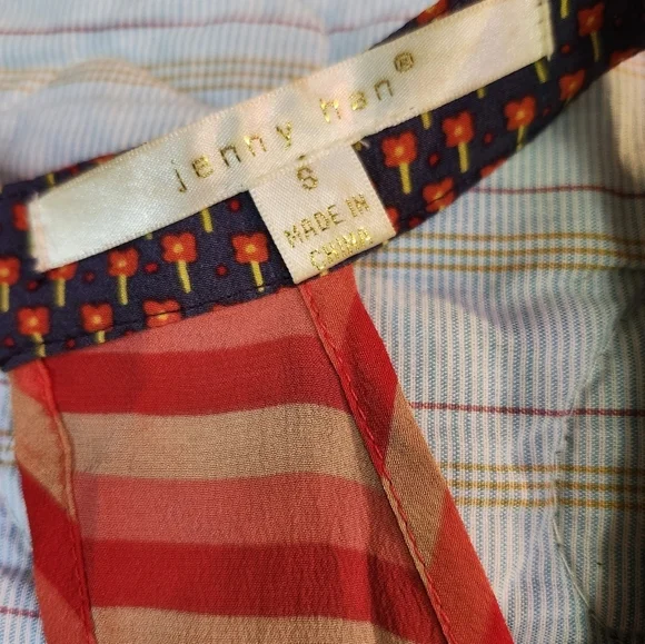 Jenny han Anthropologie Striped Halter Neck 100% Silk Top Sz S - Picture 3 of 7